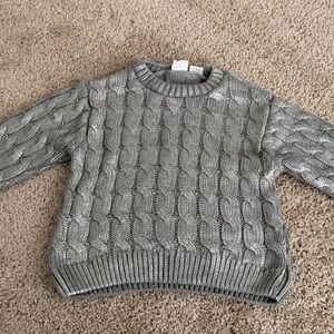 Zara Kids Gray Metallic Cable Knit Sweater Girls Size 5-6